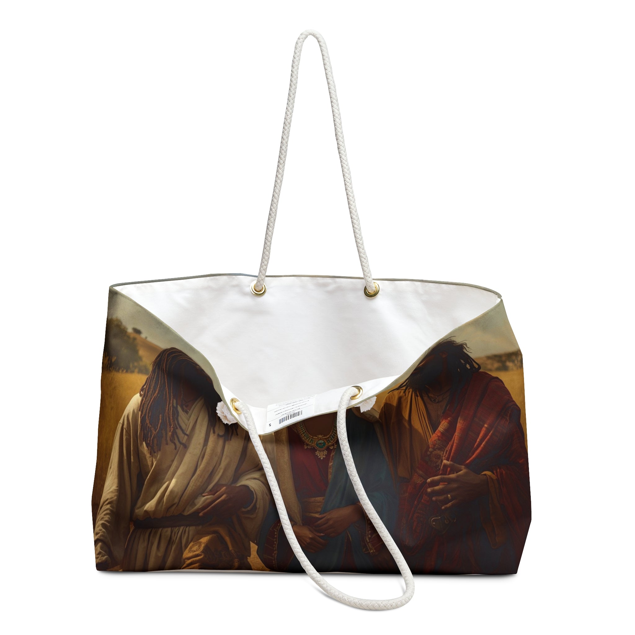 Religious Painting Weekender Bag — Biblical Trio Art Travel Tote