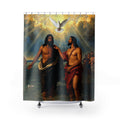 Baptism of Jesus Shower Curtain — Christian Dove & Holy Spirit Bathroom Decor