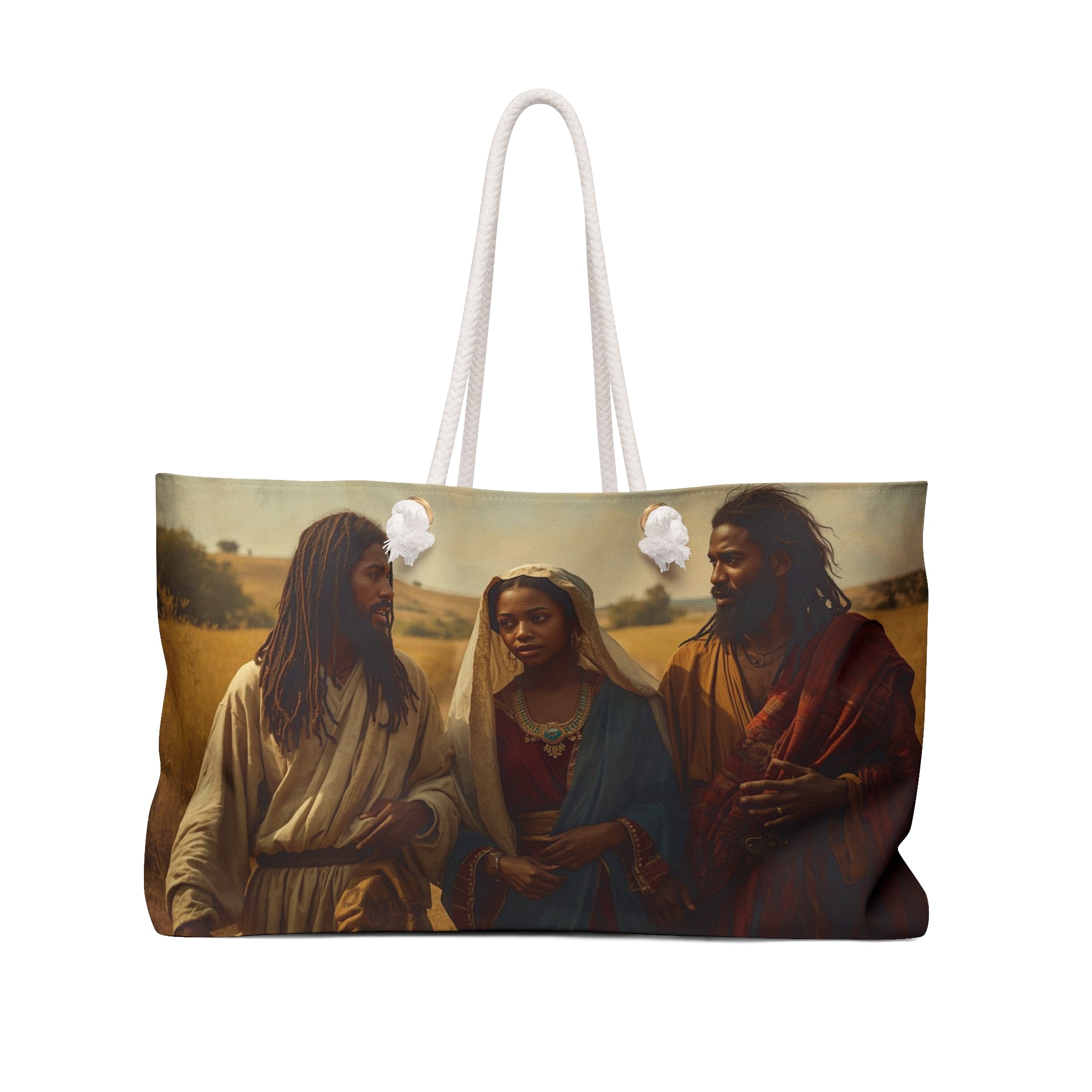 Religious Painting Weekender Bag — Biblical Trio Art Travel Tote