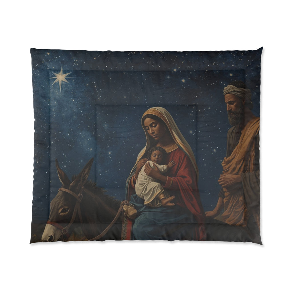Nativity Comforter - Holy Family Christmas Bedding with Starry Night