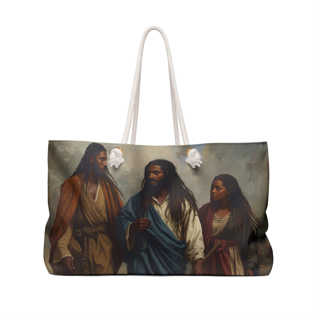 Religious Painting Weekender Bag — Biblical Trio Art Travel Tote